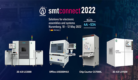 Unicomp seleccione la última rayos X Axi y SMD Chip Chip en SMT Connect 2022 en Nuremberg Alemania